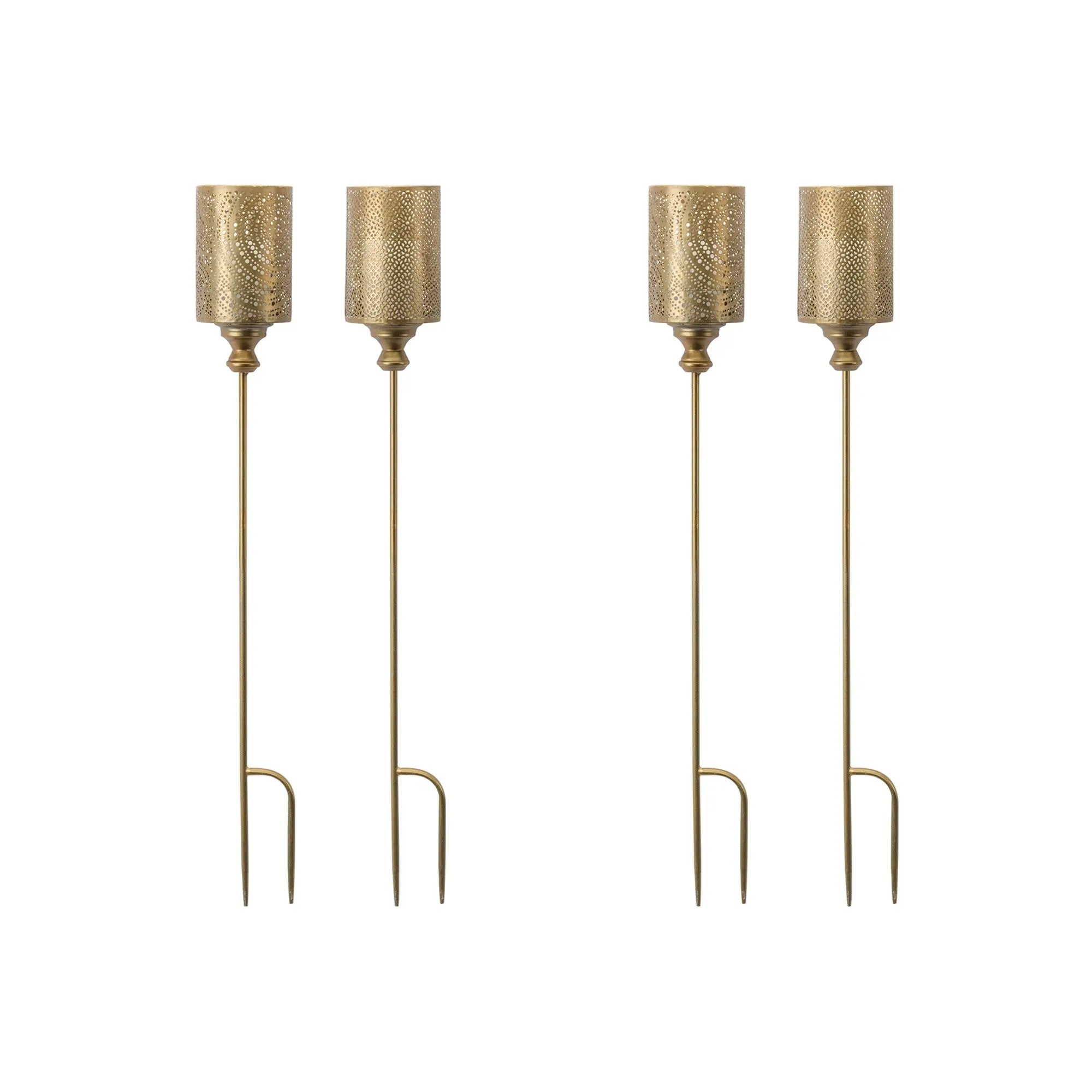 Set of Four Gold Metal Garden Stake Homeroots Outdoor