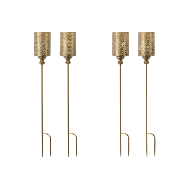 Set of Four Gold Metal Garden Stake Homeroots Outdoor