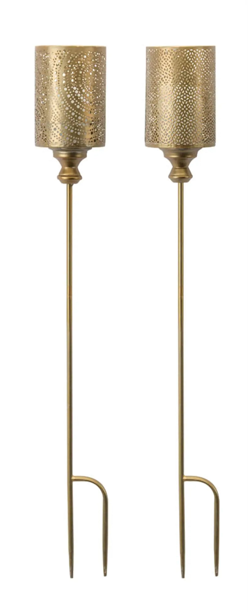 Set of Four Gold Metal Garden Stake Homeroots Outdoor