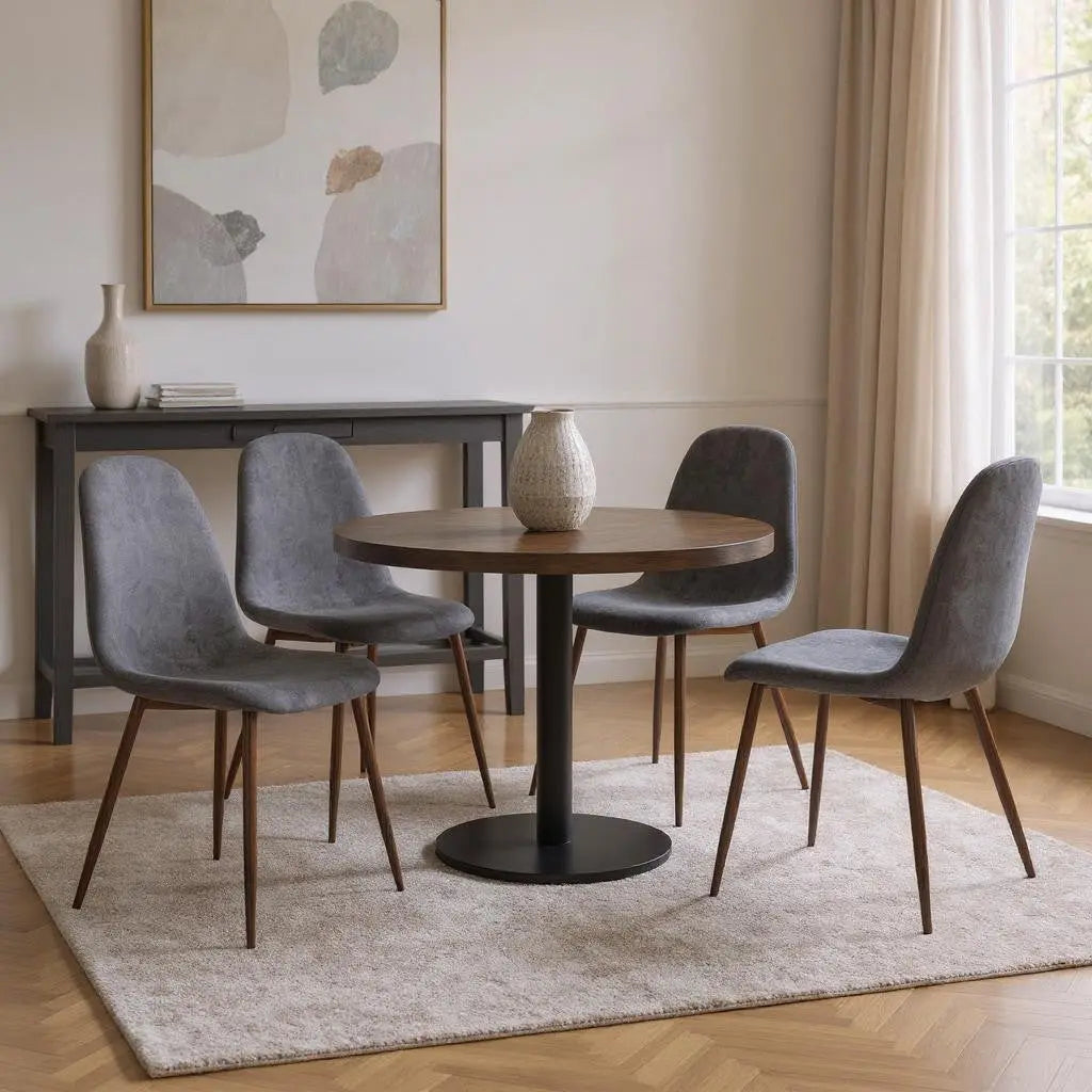 Set of Four Gray and Brown Upholstered Fabric Dining Side Chairs Homeroots Kitchen & Dining