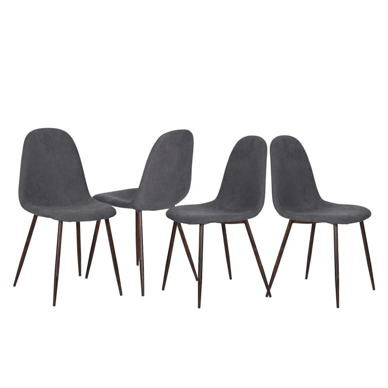 Set of Four Gray and Brown Upholstered Fabric Dining Side Chairs Homeroots Kitchen & Dining