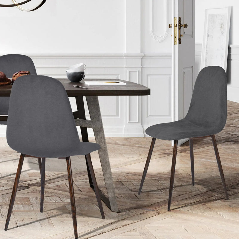 Set of Four Gray and Brown Upholstered Fabric Dining Side Chairs Homeroots Kitchen & Dining