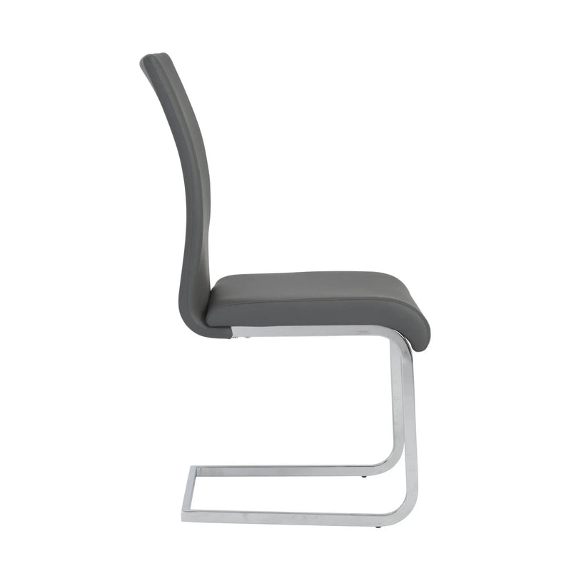 Set of Four Gray and Silver Upholstered Leather Dining Side Chairs Homeroots Kitchen & Dining