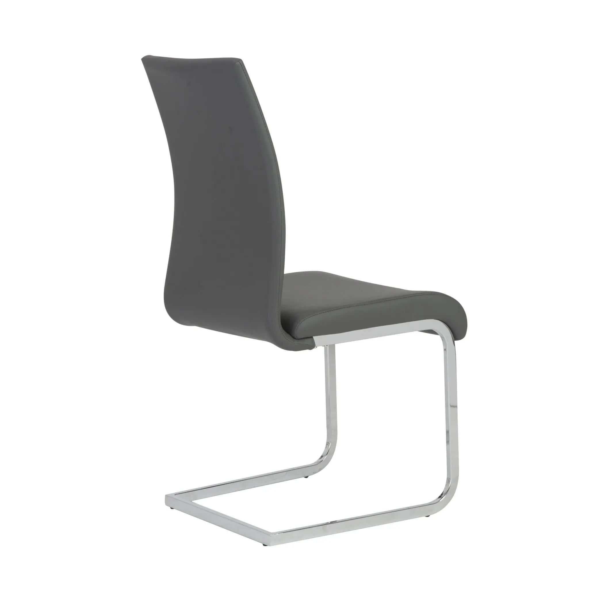 Set of Four Gray and Silver Upholstered Leather Dining Side Chairs Homeroots Kitchen & Dining