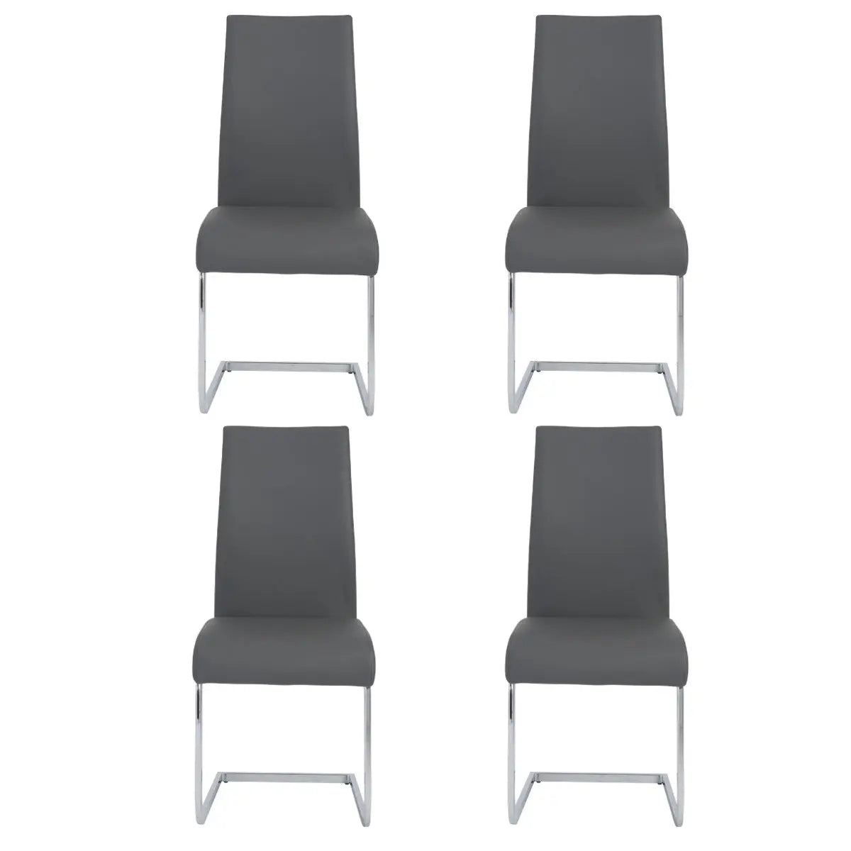 Set of Four Gray and Silver Upholstered Leather Dining Side Chairs Homeroots Kitchen & Dining