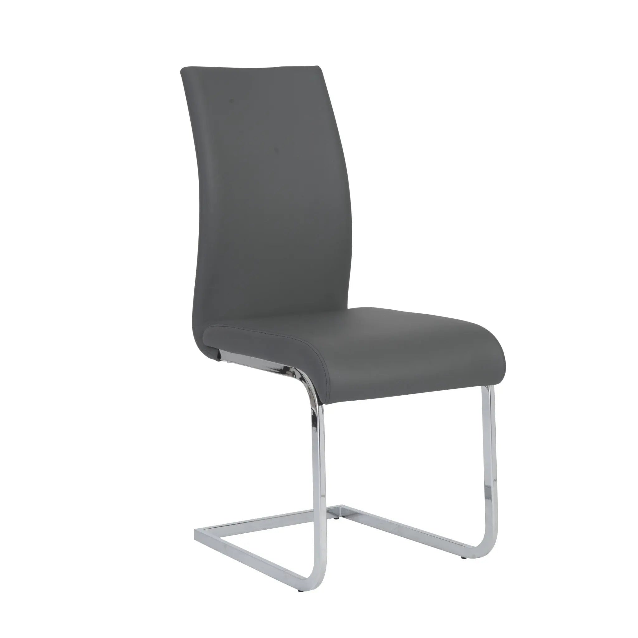 Set of Four Gray and Silver Upholstered Leather Dining Side Chairs Homeroots Kitchen & Dining