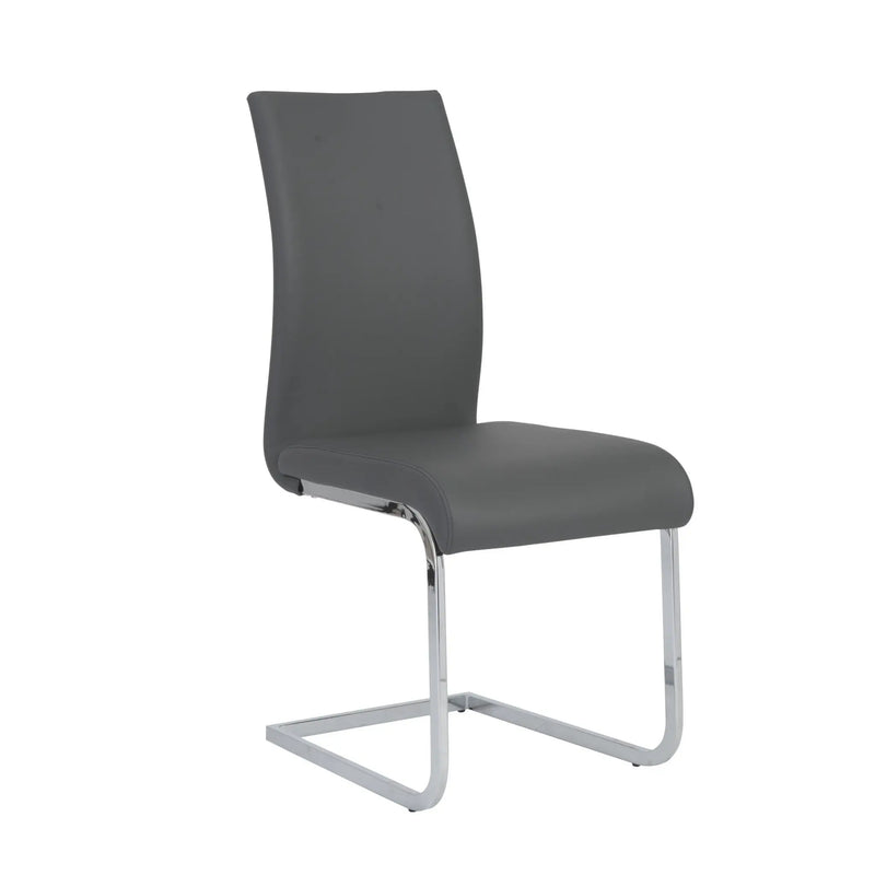 Set of Four Gray and Silver Upholstered Leather Dining Side Chairs Homeroots Kitchen & Dining