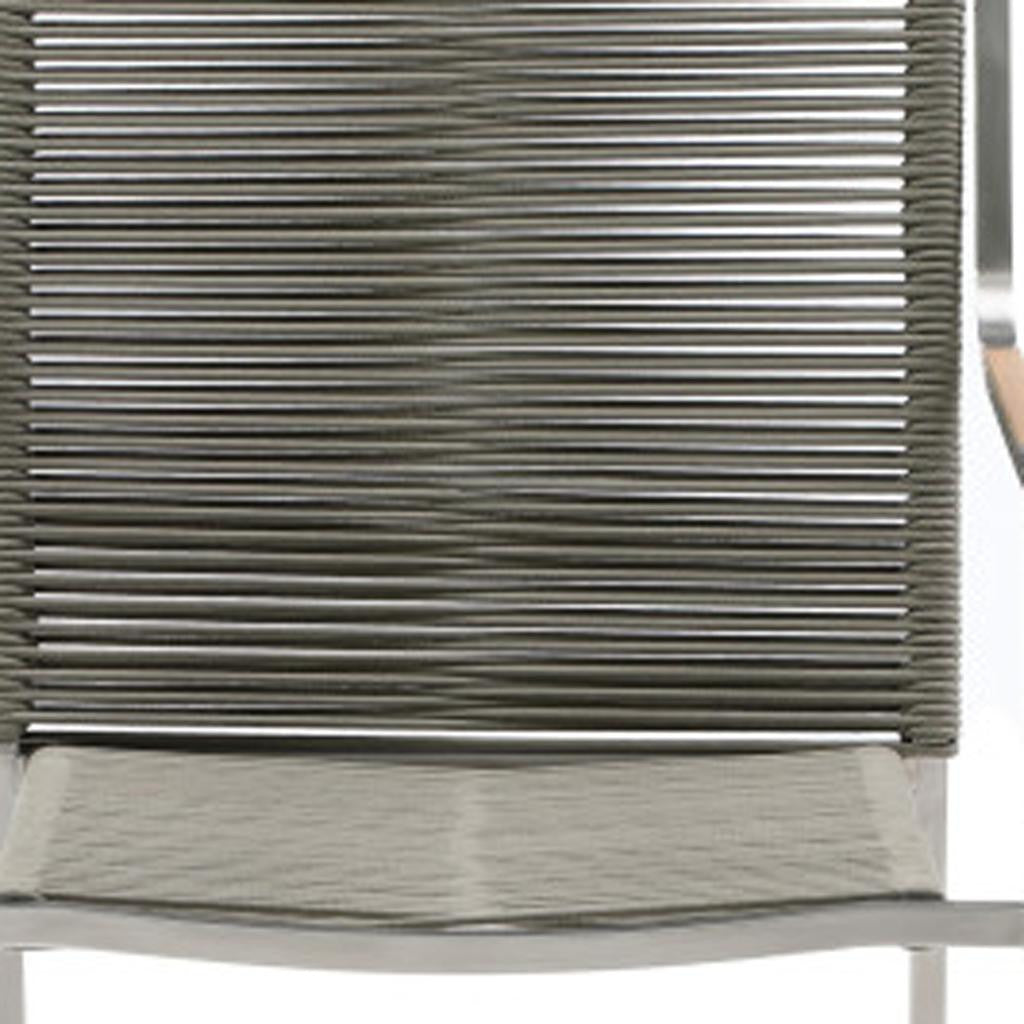 Set of Four Light Brown And Silver Woven Steel Outdoor Arm Chairs Homeroots Outdoor