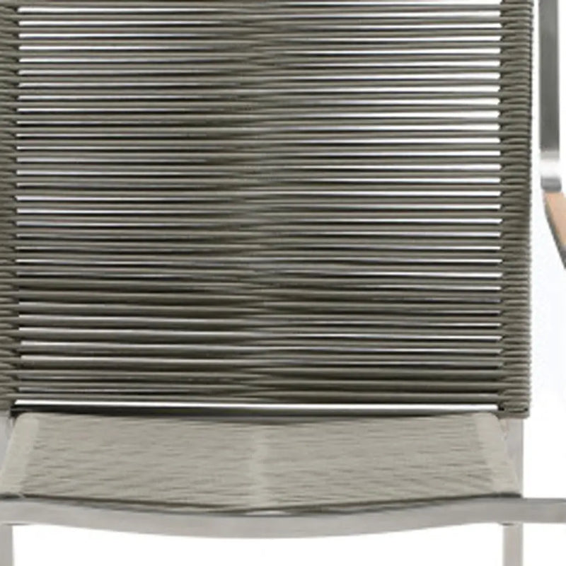 Set of Four Light Brown And Silver Woven Steel Outdoor Arm Chairs Homeroots Outdoor