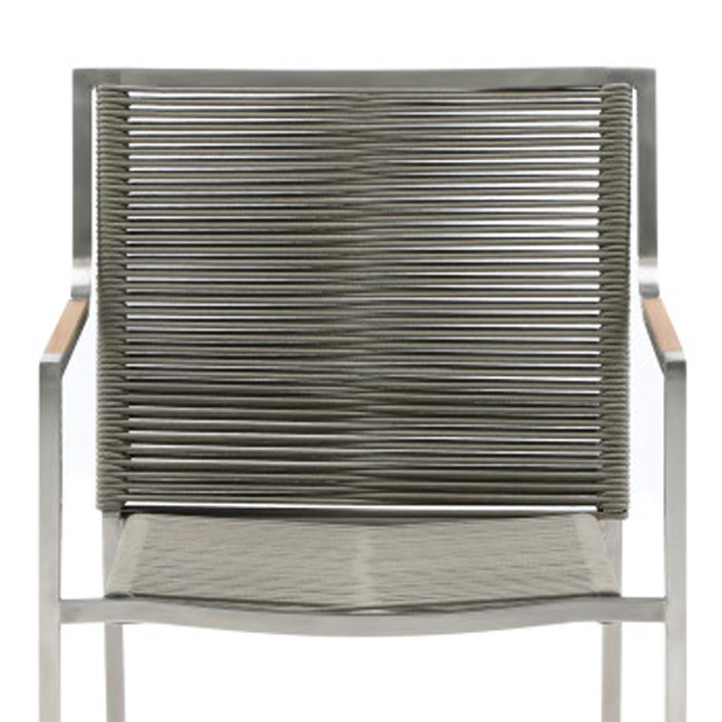 Set of Four Light Brown And Silver Woven Steel Outdoor Arm Chairs Homeroots Outdoor
