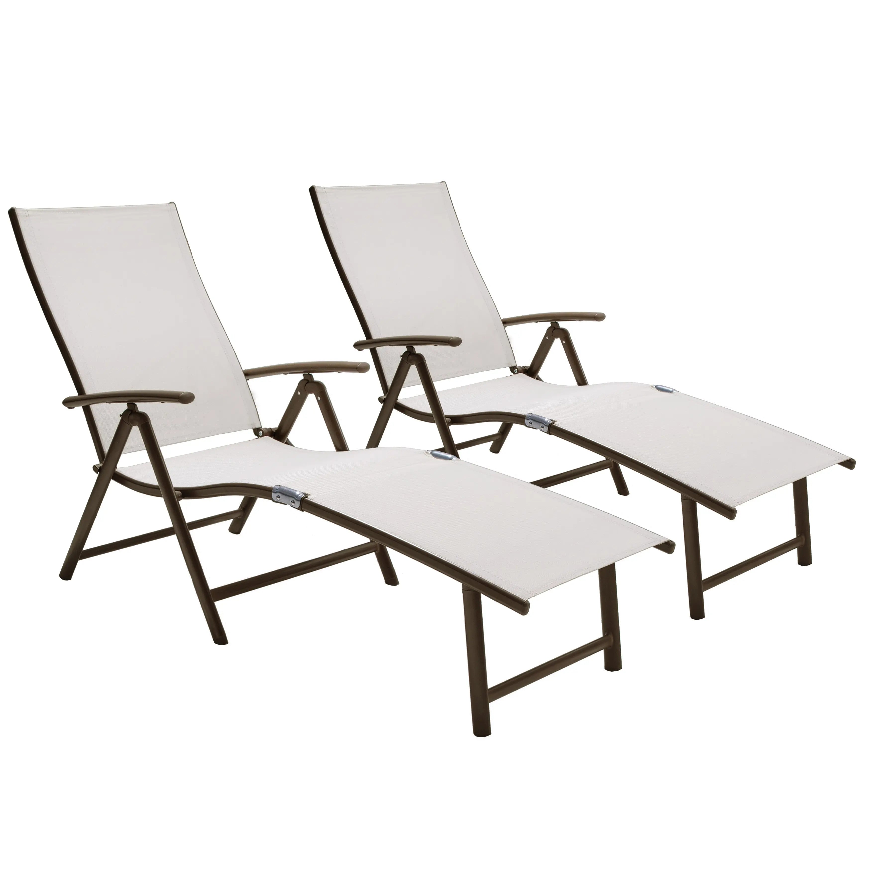 Set of Four Light Gray Steel Outdoor Folding Chaise Lounges Homeroots Outdoor