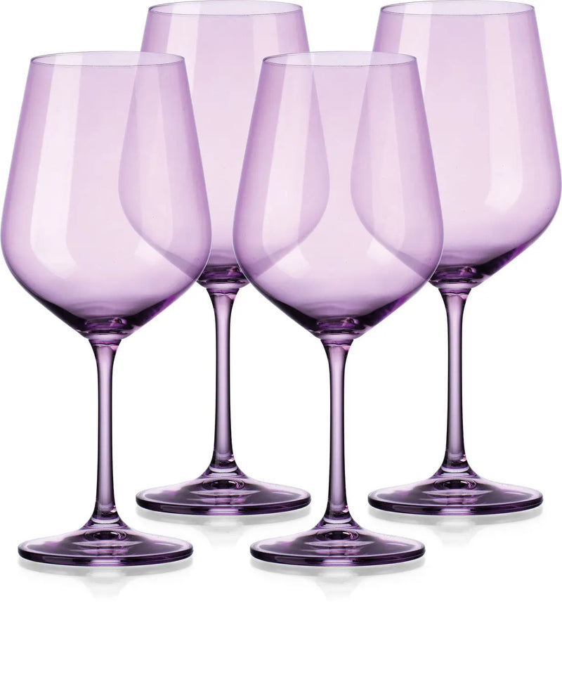 Set of Four Purple Crystal Balloon Bowl Stemmed Red Wine Glass Homeroots Kitchen & Dining