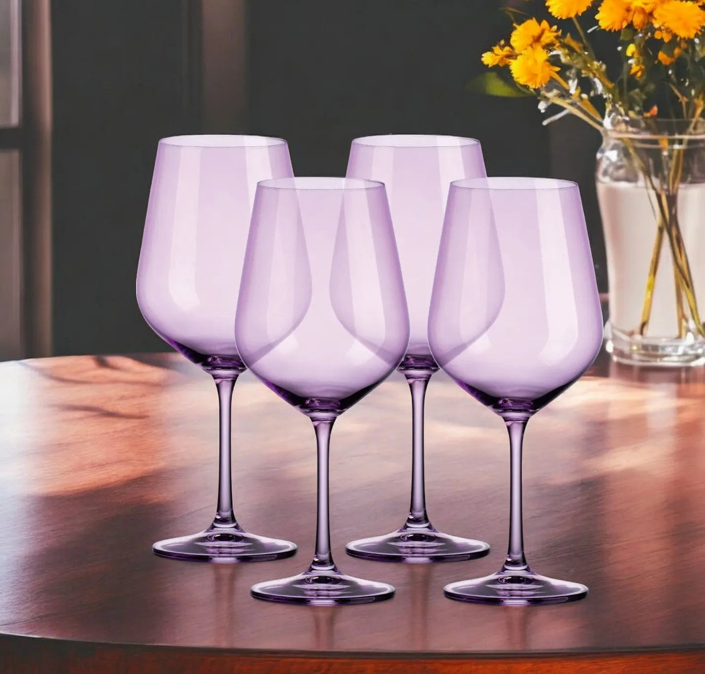 Set of Four Purple Crystal Balloon Bowl Stemmed Red Wine Glass Homeroots Kitchen & Dining