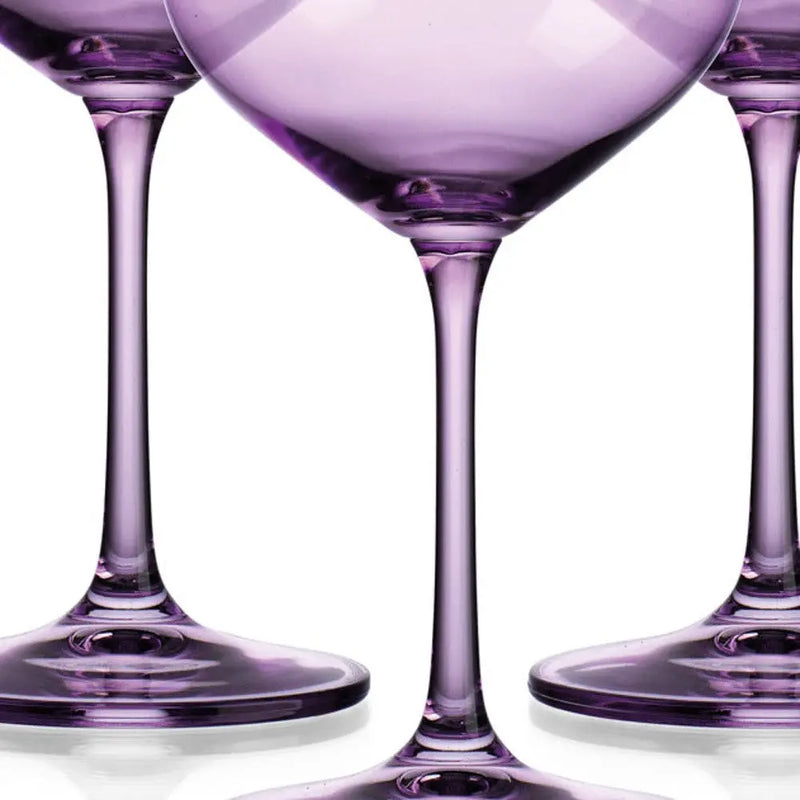 Set of Four Purple Crystal Balloon Bowl Stemmed Red Wine Glass Homeroots Kitchen & Dining