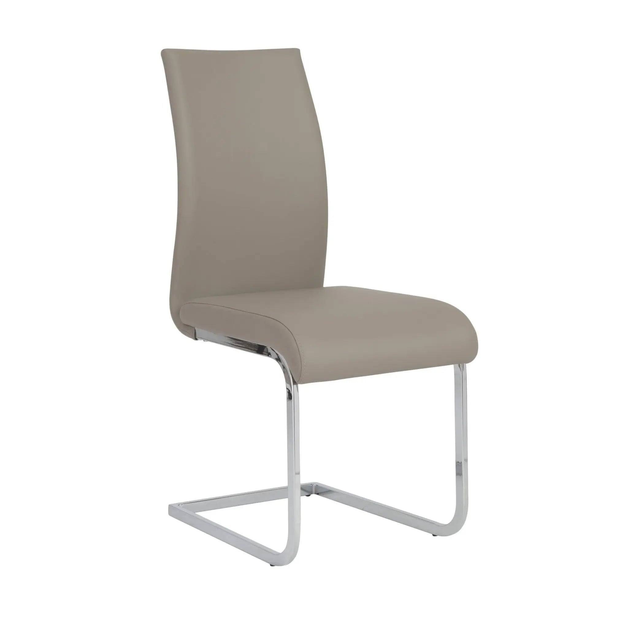 Set of Four Taupe and Silver Upholstered Leather Dining Side Chairs Homeroots Kitchen & Dining
