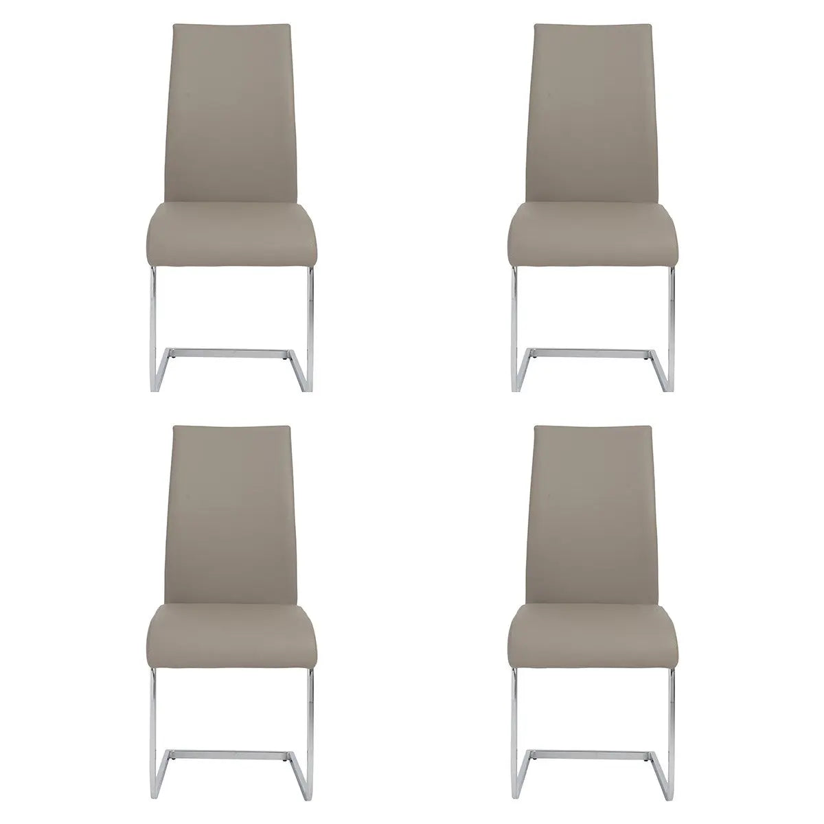 Set of Four Taupe and Silver Upholstered Leather Dining Side Chairs Homeroots Kitchen & Dining