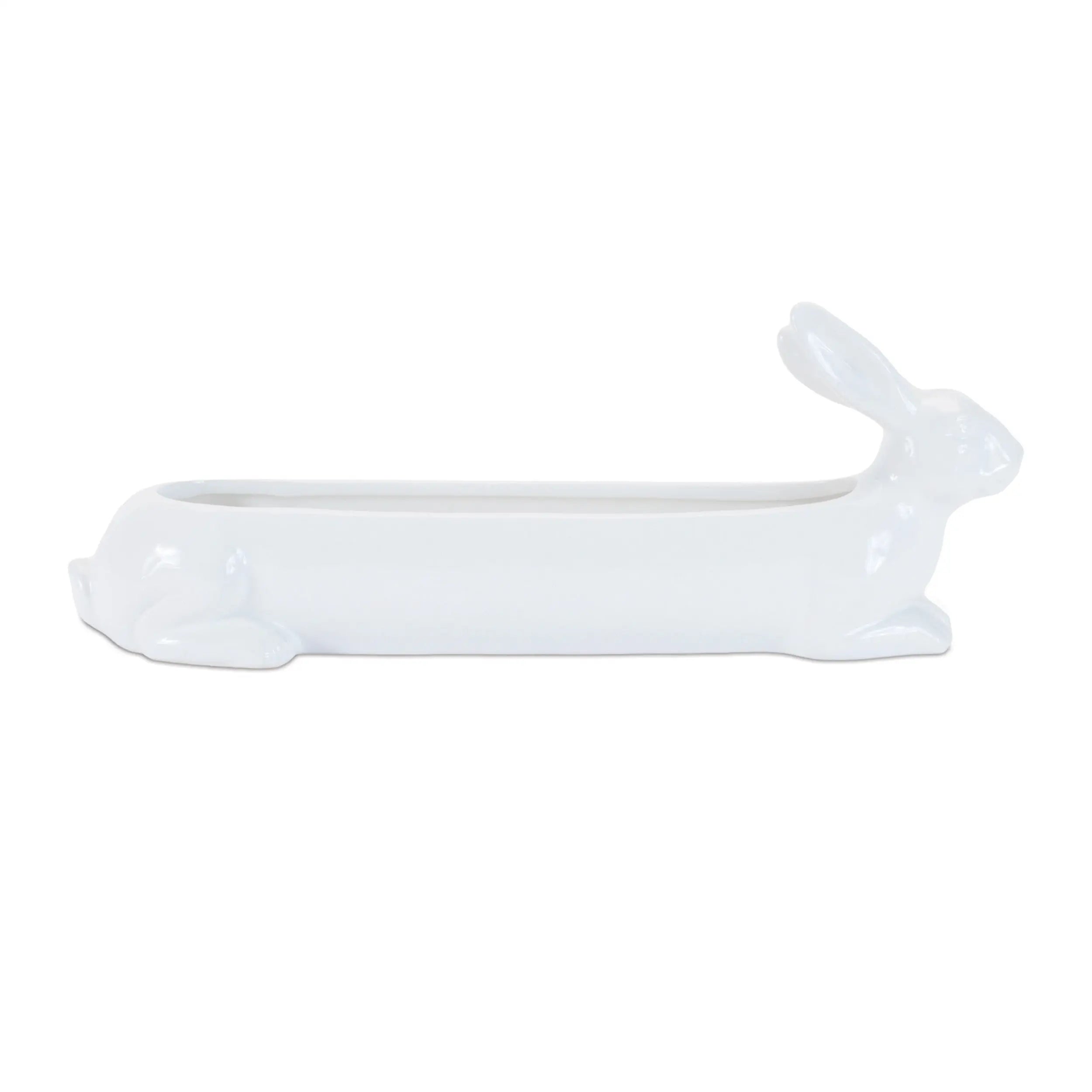 Set of Four White Ceramic Rabbit Garden Accents Accessories Homeroots Outdoor