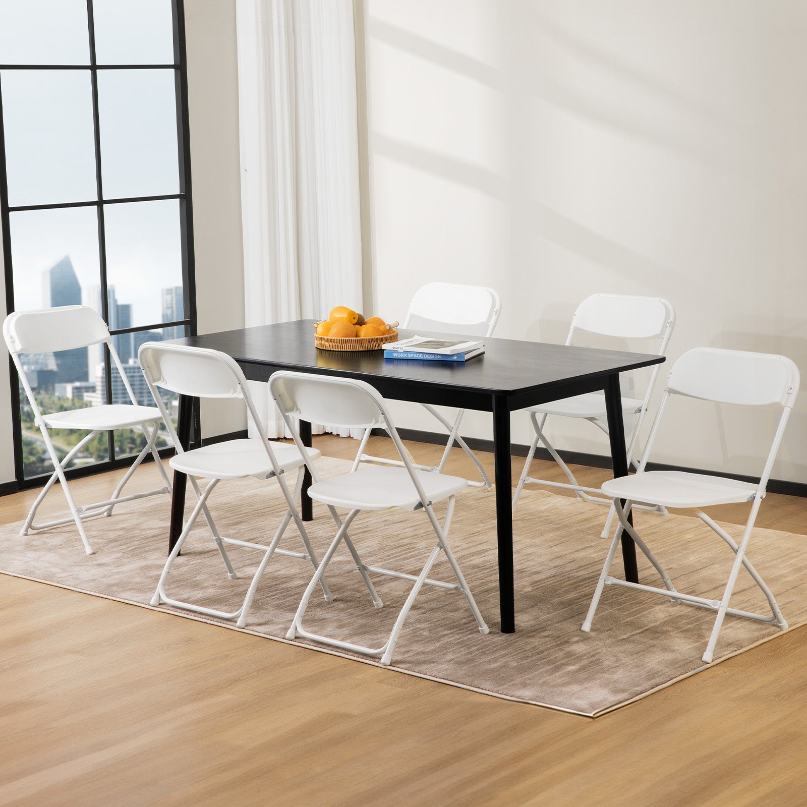 Set of Four White Metal Outdoor Folding Stacking Dining Chairs Homeroots Outdoor