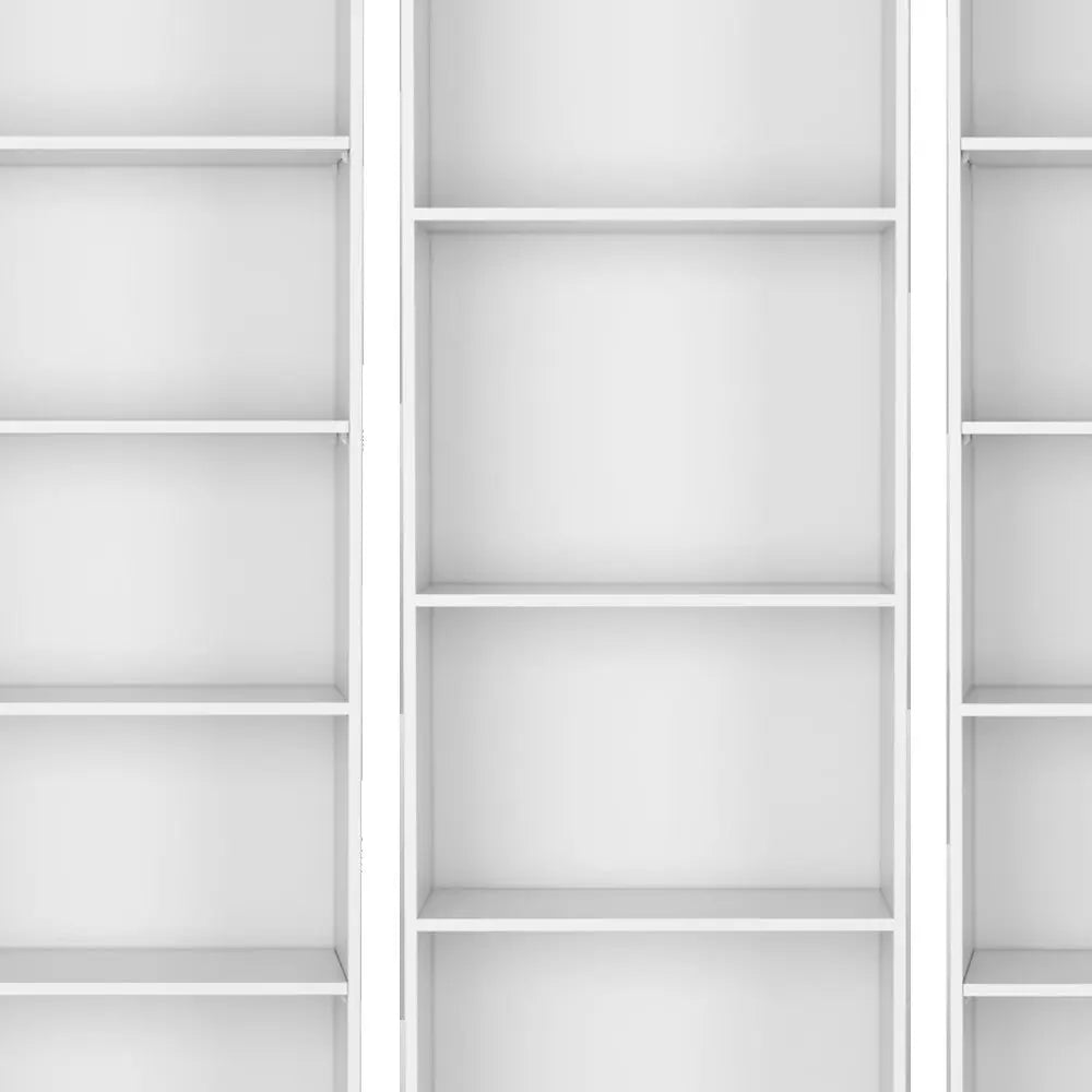 Set of Four White Wood Seventeen Tier Modular Bookcase with Two Doors Homeroots Office