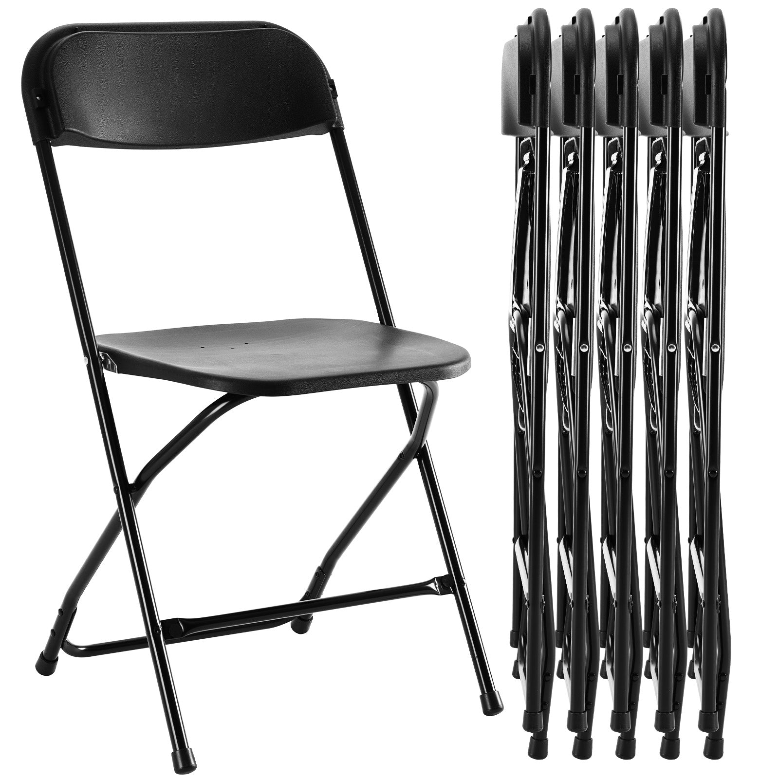 Set of Six Black Metal Outdoor Folding Stacking Dining Chairs Homeroots Outdoor