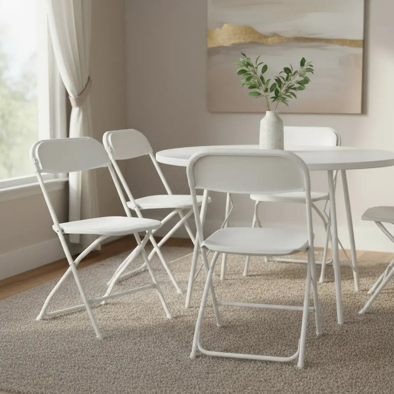 Set of Six White Metal Outdoor Folding Stacking Dining Chairs Homeroots Outdoor