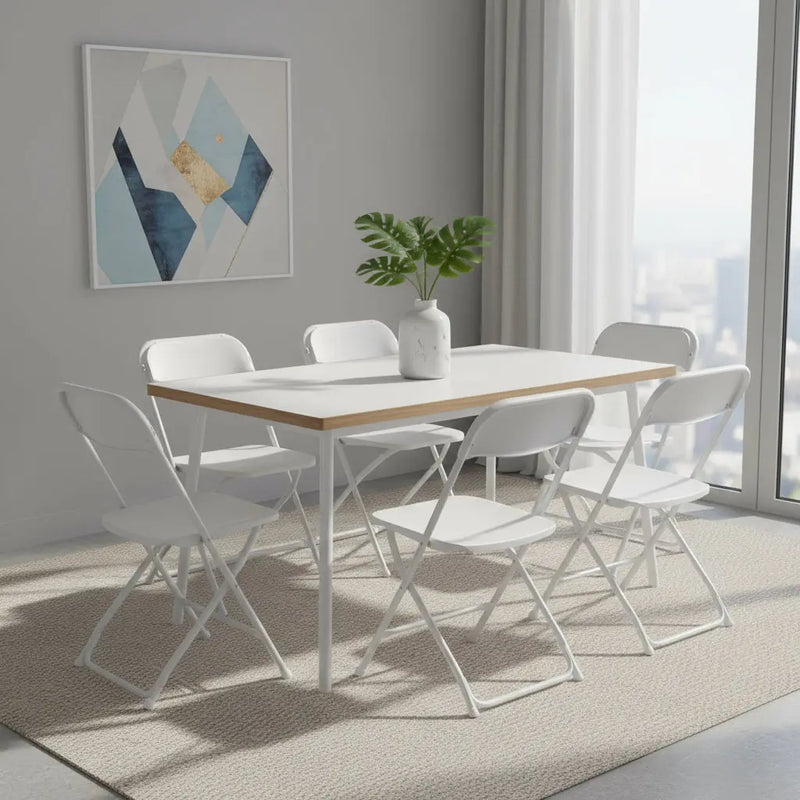 Set of Six White Metal Outdoor Folding Stacking Dining Chairs Homeroots Outdoor