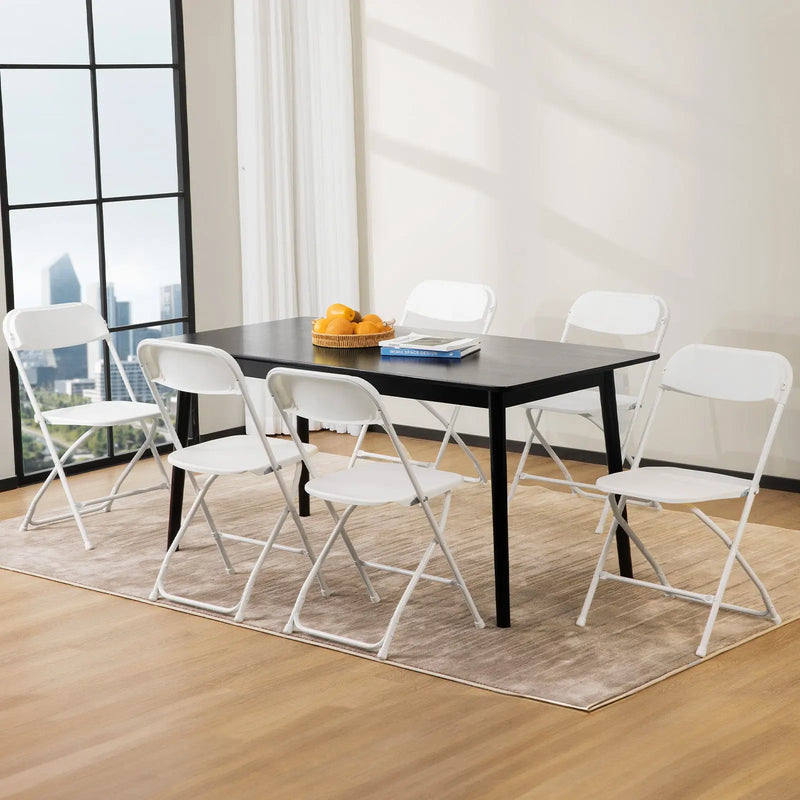 Set of Six White Metal Outdoor Folding Stacking Dining Chairs Homeroots Outdoor