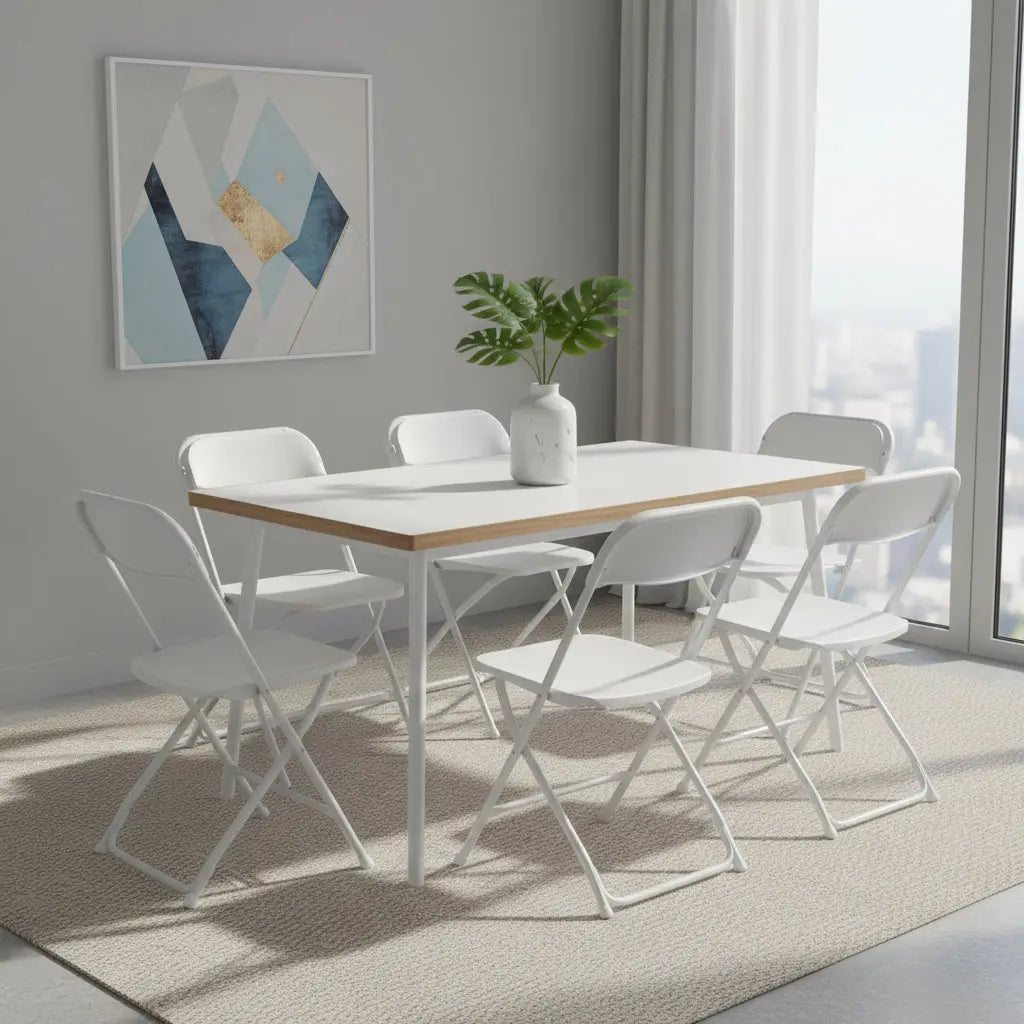 Set of Six White Metal Outdoor Folding Stacking Dining Chairs Homeroots Outdoor