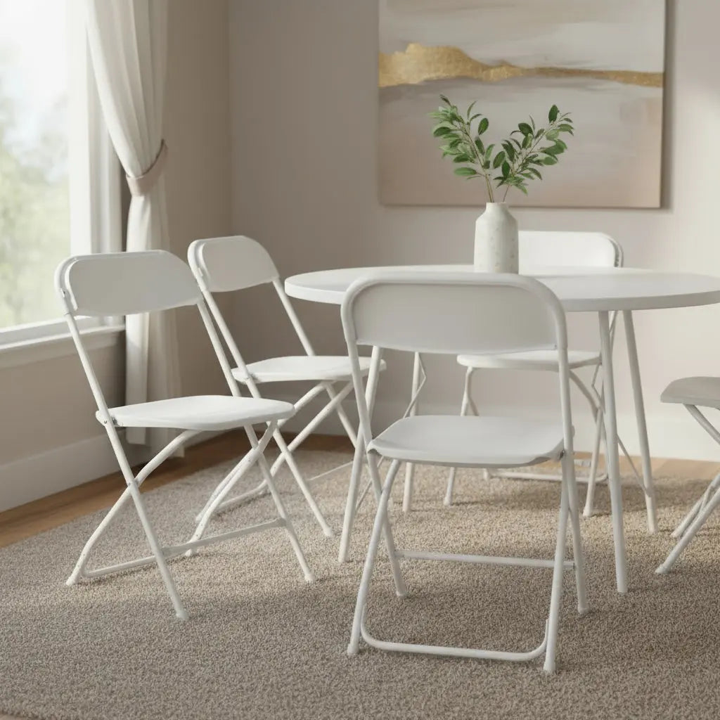 Set of Six White Metal Outdoor Folding Stacking Dining Chairs Homeroots Outdoor