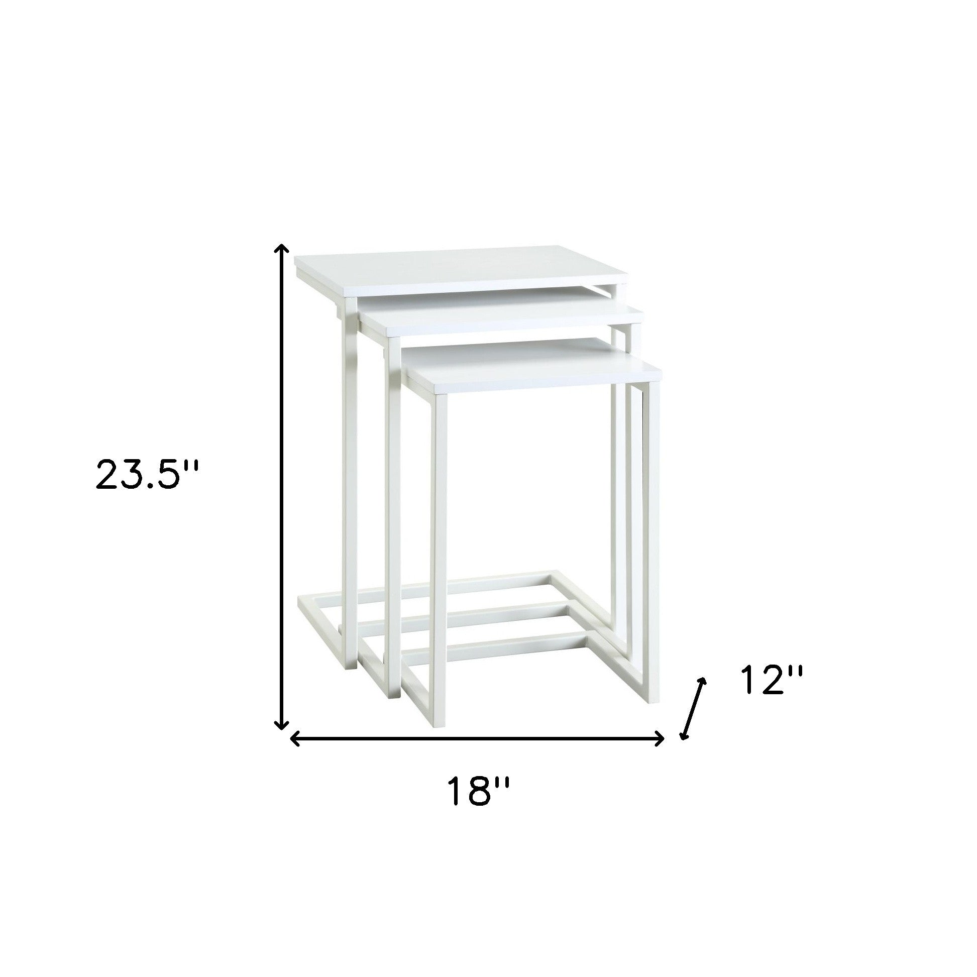 Set of Three 24" White Solid Wood And Steel Nested End Tables Homeroots Living Room