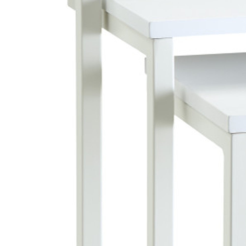 Set of Three 24" White Solid Wood And Steel Nested End Tables Homeroots Living Room
