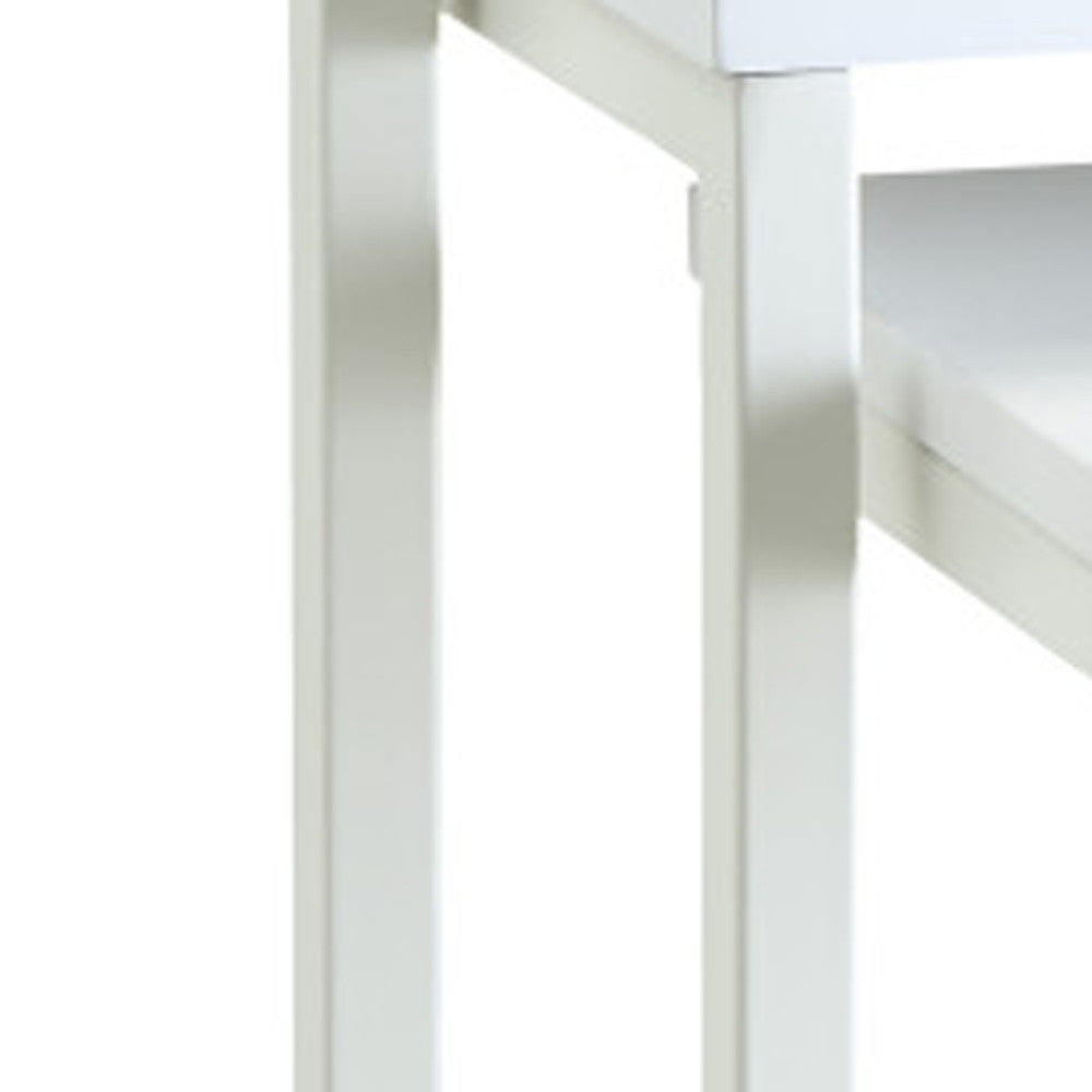 Set of Three 24" White Solid Wood And Steel Nested End Tables Homeroots Living Room