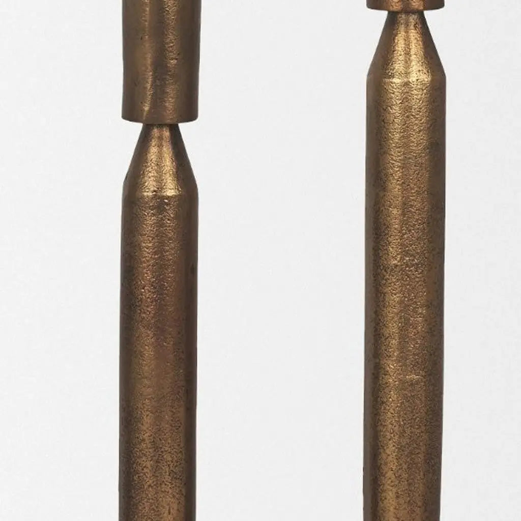 Set of Three Antiqued Brass Metal Tabletop Taper Candlesticks Homeroots Home Decor