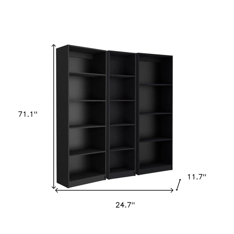 Set of Three Black Five Tier Bookcase Homeroots Office