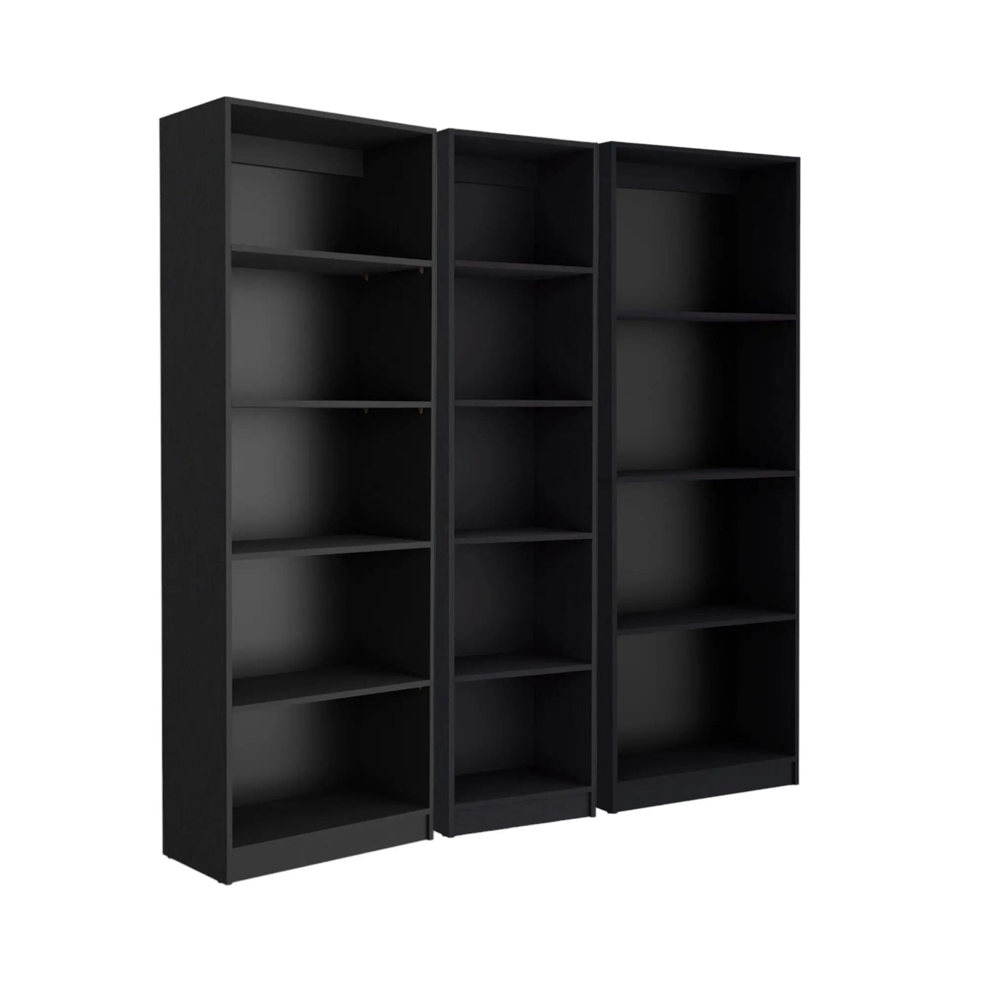 Set of Three Black Five Tier Bookcase Homeroots Office