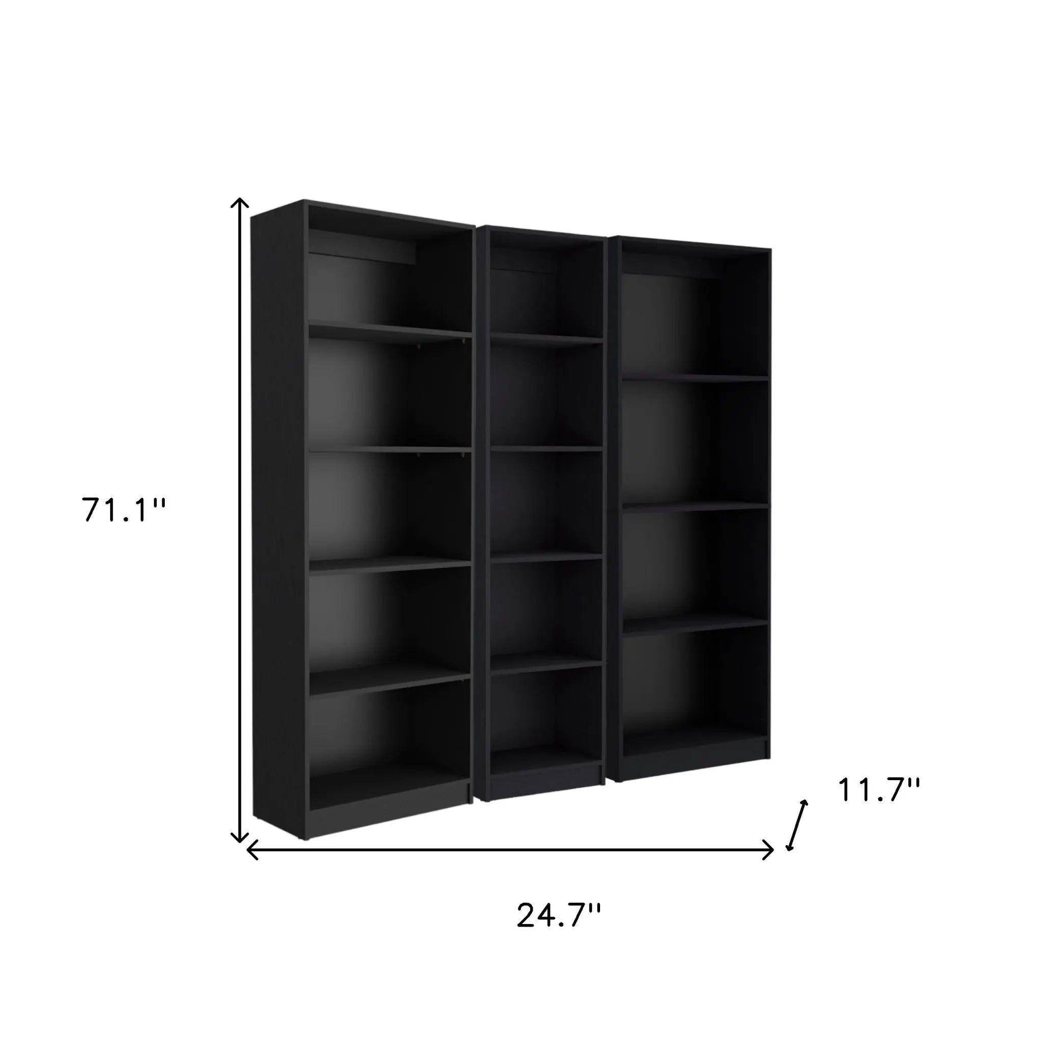 Set of Three Black Five Tier Bookcase Homeroots Office