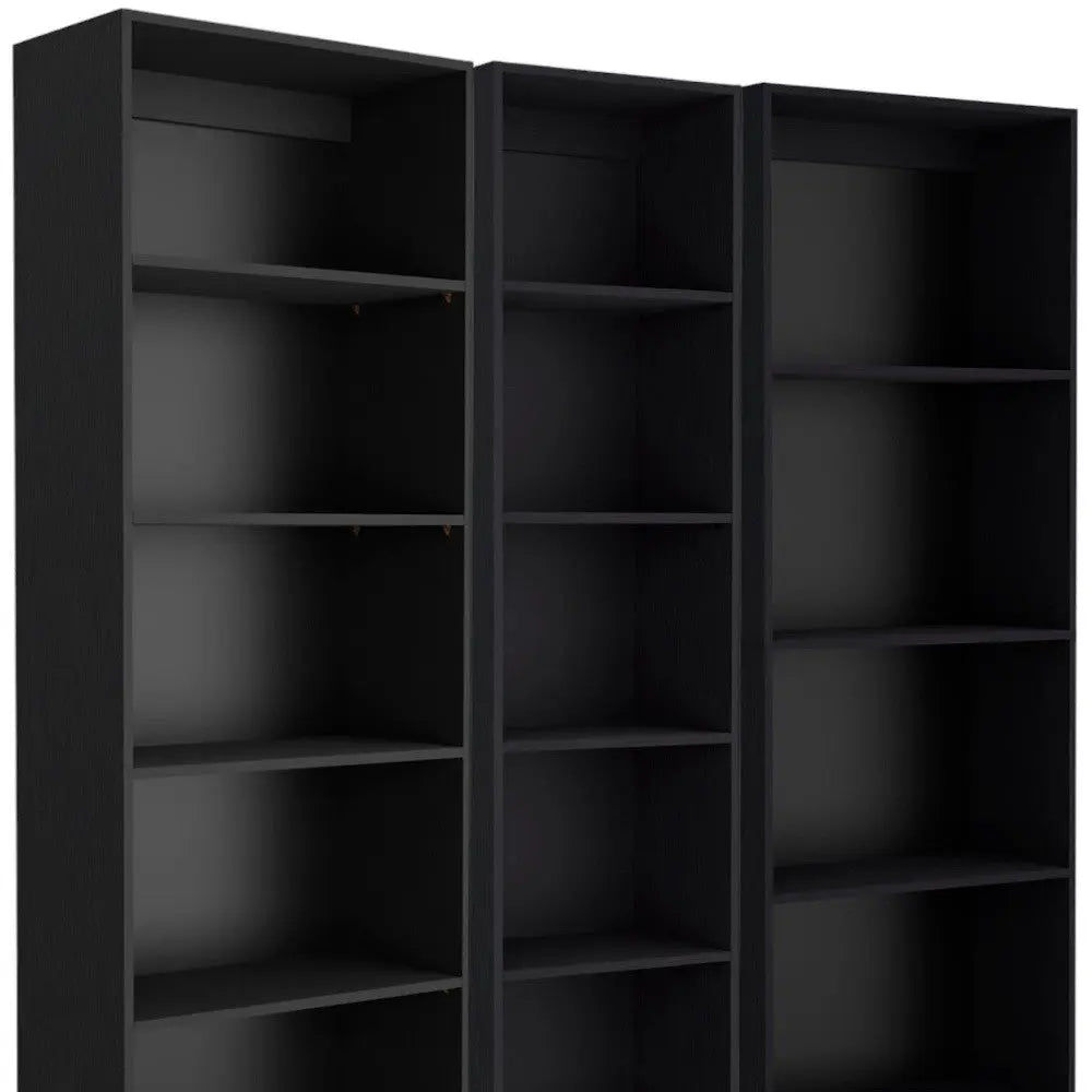 Set of Three Black Five Tier Bookcase Homeroots Office