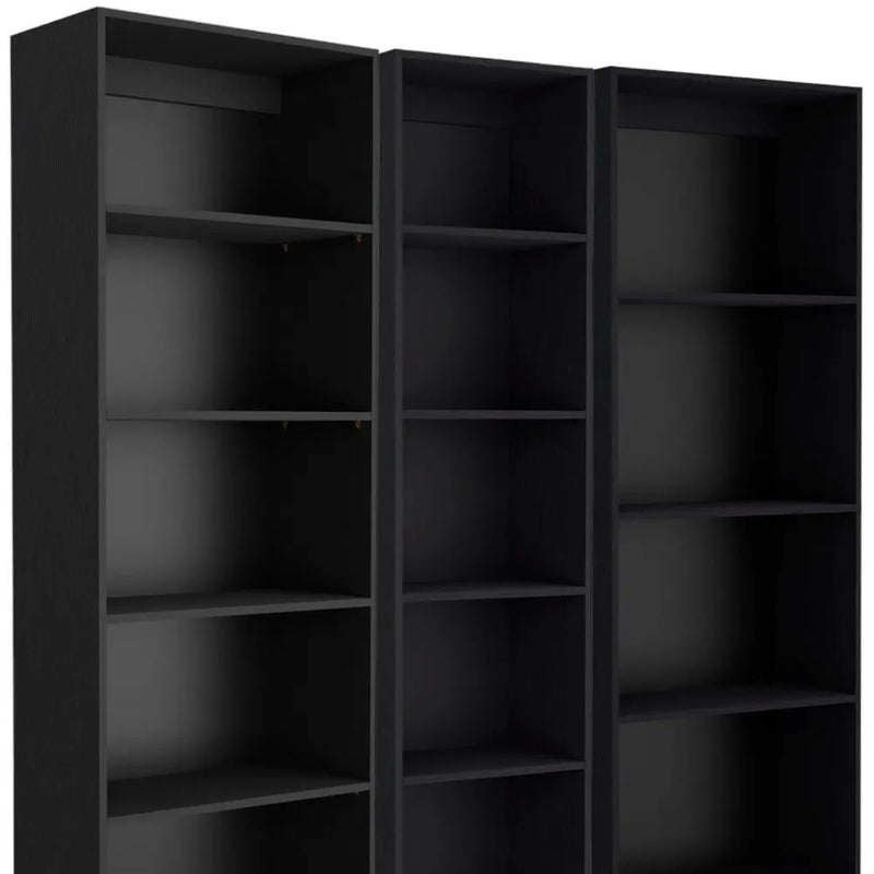 Set of Three Black Five Tier Bookcase Homeroots Office