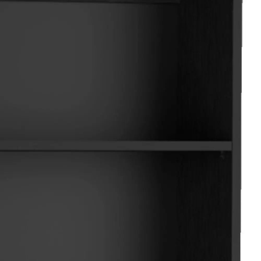 Set of Three Black Five Tier Bookcases with Two Doors - GreatEagleInc