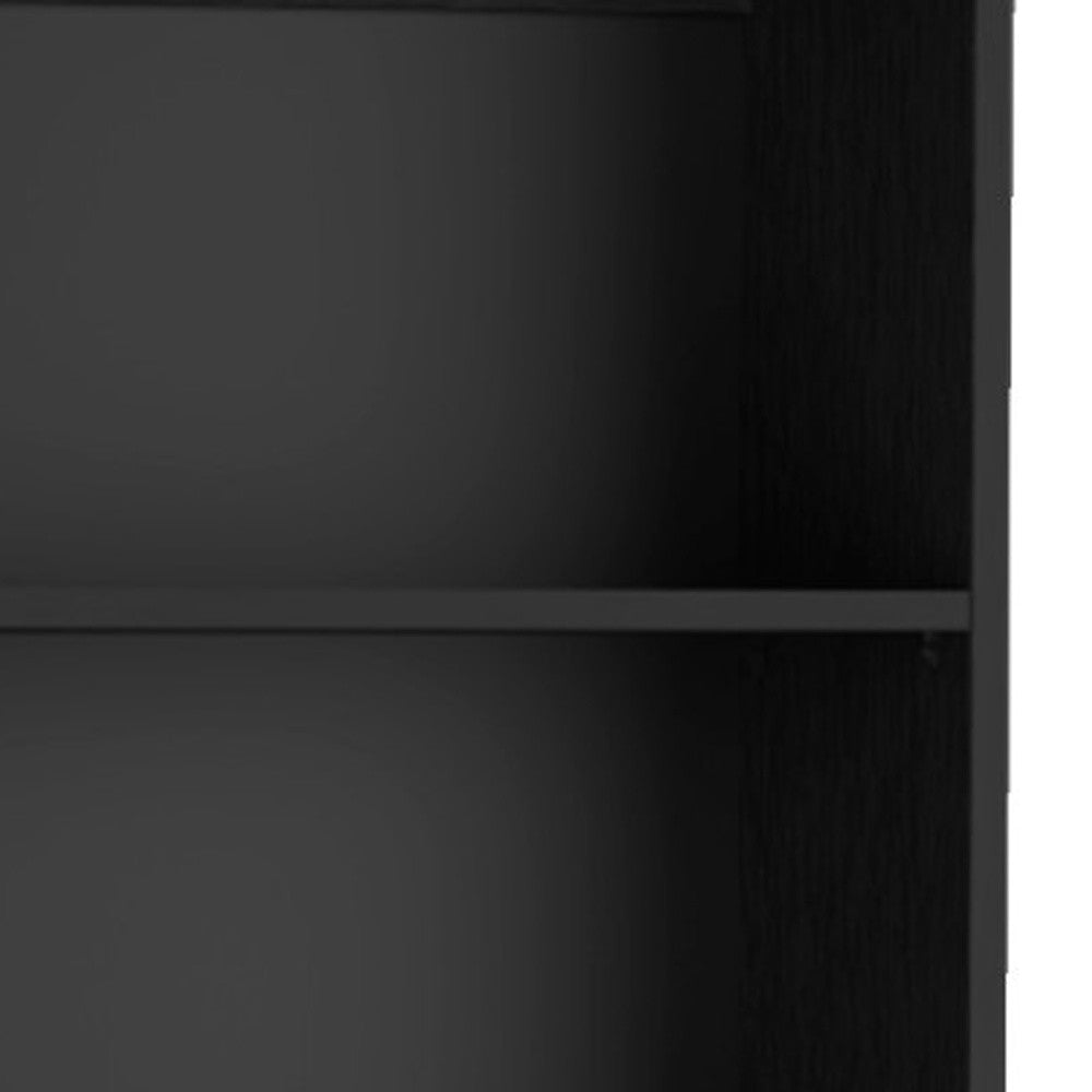 Set of Three Black Five Tier Bookcases with Two Doors - GreatEagleInc