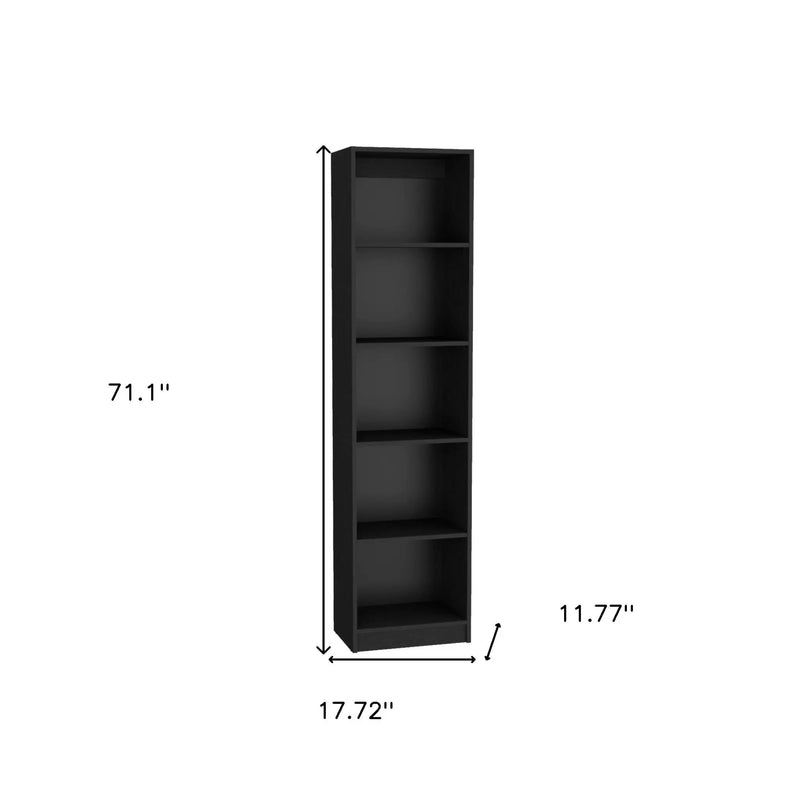 Set of Three Black Five Tier Bookcases with Two Doors - GreatEagleInc