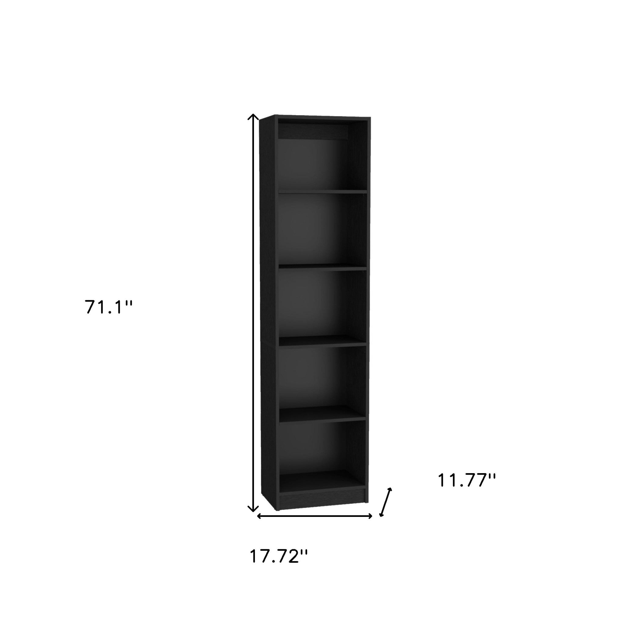 Set of Three Black Five Tier Bookcases with Two Doors - GreatEagleInc