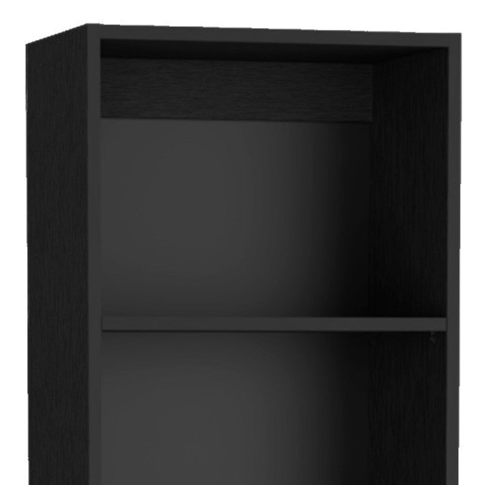 Set of Three Black Five Tier Bookcases with Two Doors - GreatEagleInc