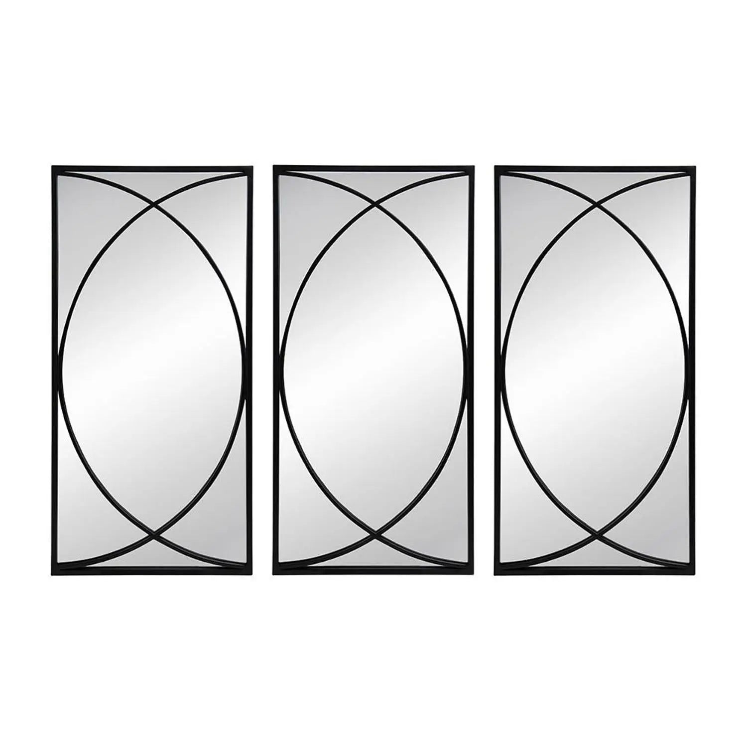 Set of Three Black Iron Framed Accent Mirror Homeroots Bed & Bath