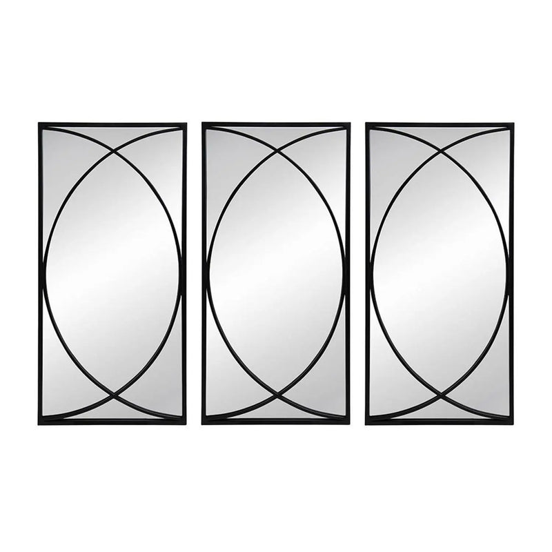 Set of Three Black Iron Framed Accent Mirror Homeroots Bed & Bath