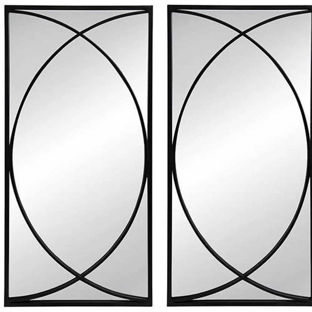 Set of Three Black Iron Framed Accent Mirror Homeroots Bed & Bath