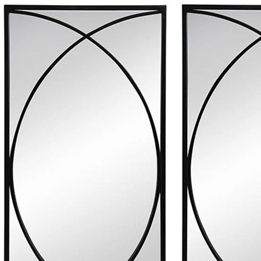 Set of Three Black Iron Framed Accent Mirror Homeroots Bed & Bath