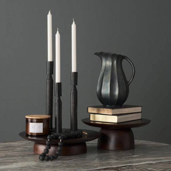 Set of Three Black Metal Tabletop Taper Candlesticks Homeroots Home Decor