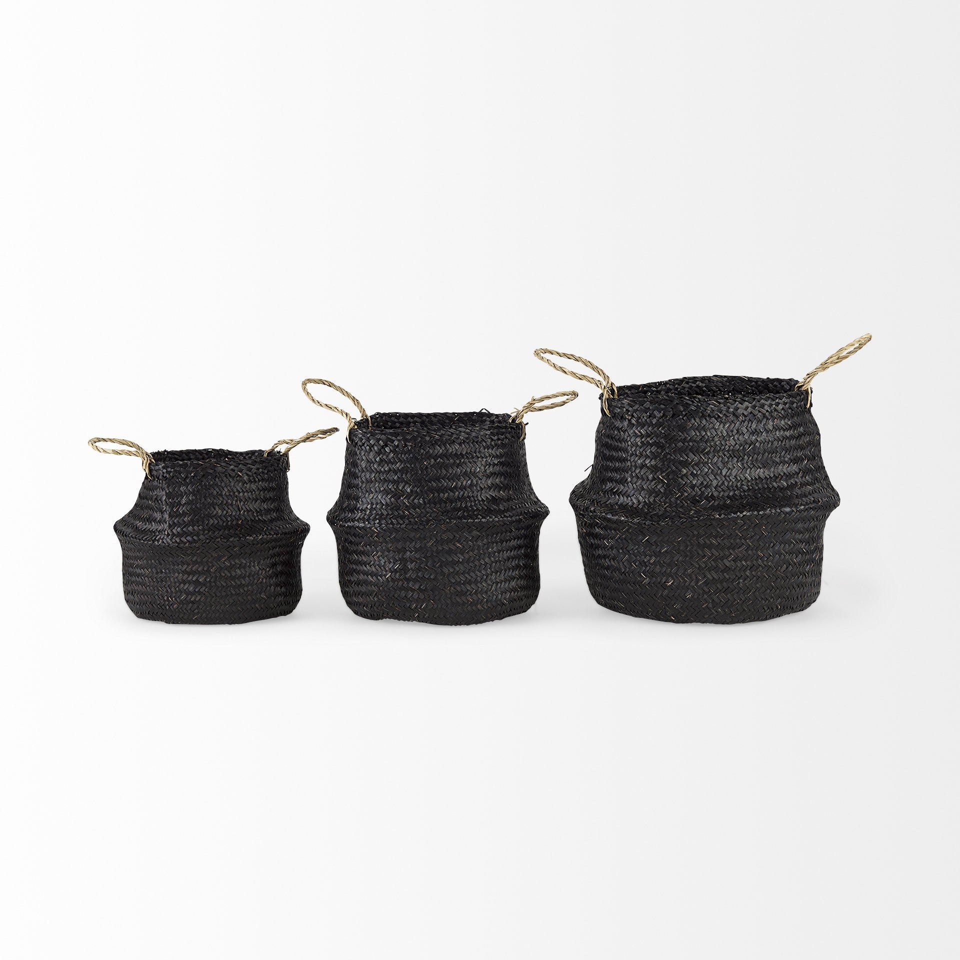 Set of Three Black Wicker Basket - GreatEagleInc