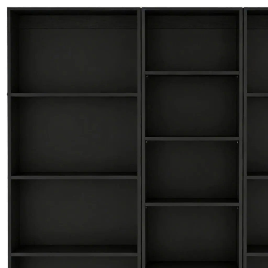 Set of Three Black Wood Five Tier Bookcase Homeroots Office